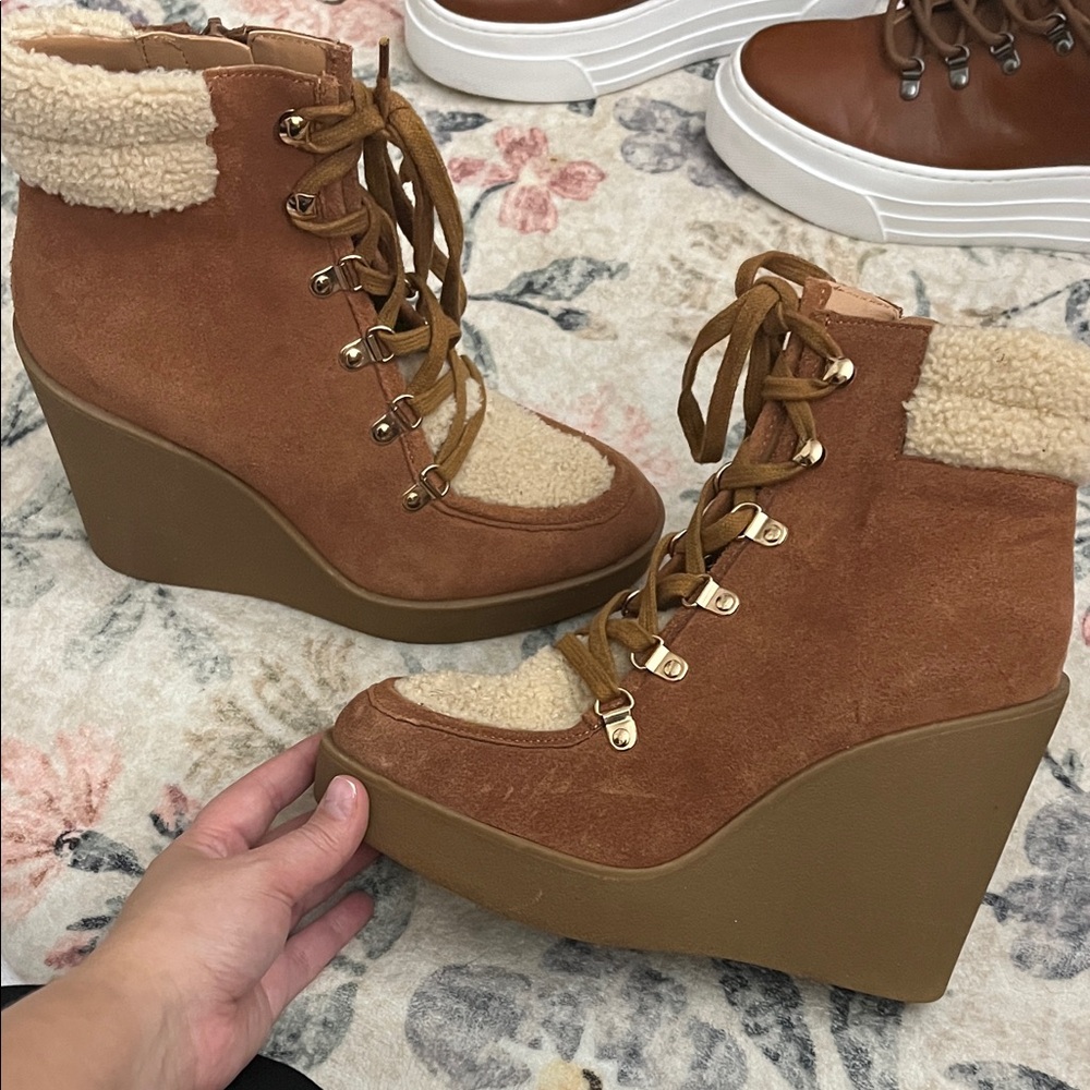 Jessica Simpson Tan Wedge Ankle Boots